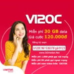 Đăng ký gói V120C Viettel 120.000đ có 30GB + Miễn phí xem tiktok